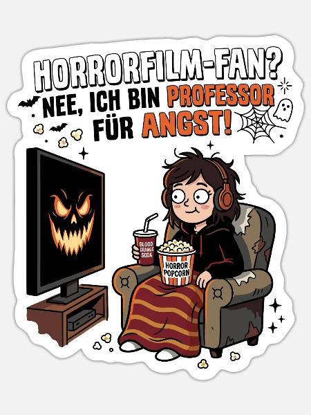 Horrorfilm-Fan Professor Angst - Sticker Größe S (10 x 10 cm) - Mattweiß