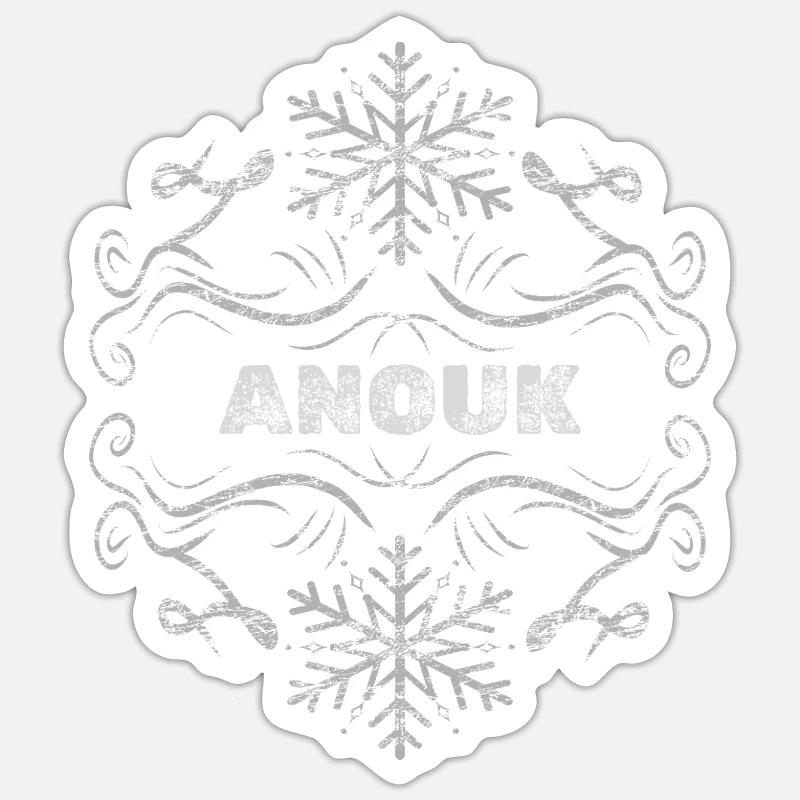 Maedchenname Anouk - Sticker Größe S (10 x 10 cm) - Mattweiß