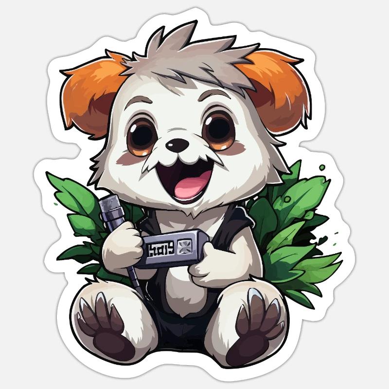 Panda Gamer with Controller - Sticker size S (10 x 10 cm) - white matte