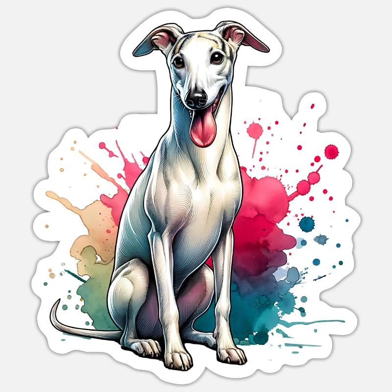 Windhund Geschenk - Sticker Größe S (10 x 10 cm) - Mattweiß