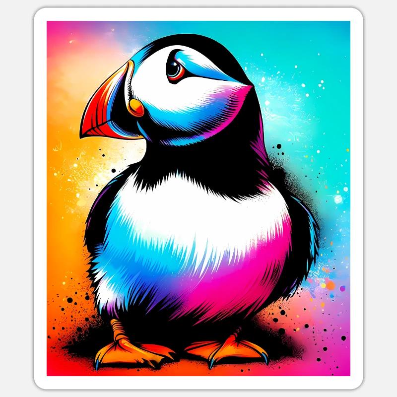 macareux - Sticker taille S (10 x 10 cm) - blanc mat