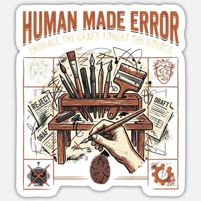 Human Error - Sticker Größe S (10 x 10 cm) - Mattweiß