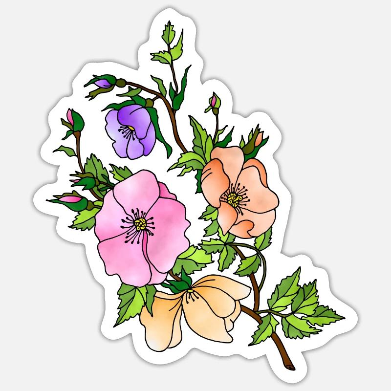 Blumen - Sticker Größe S (10 x 10 cm) - Mattweiß