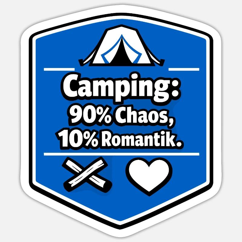 Camping en camping-car - Sticker taille S (10 x 10 cm) - blanc mat
