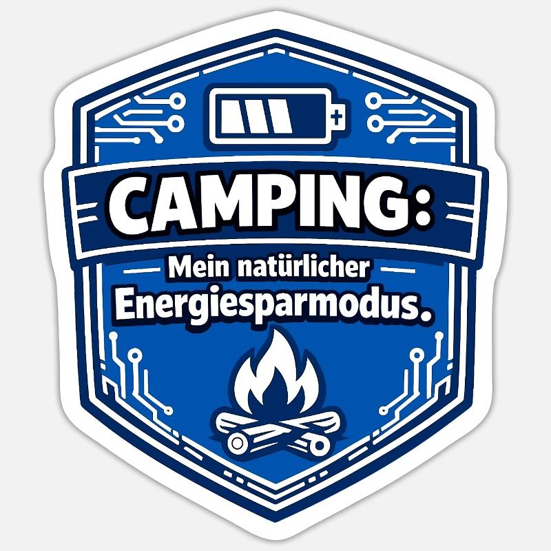 Mode camping économe d’énergie - Sticker taille S (10 x 10 cm) - blanc mat