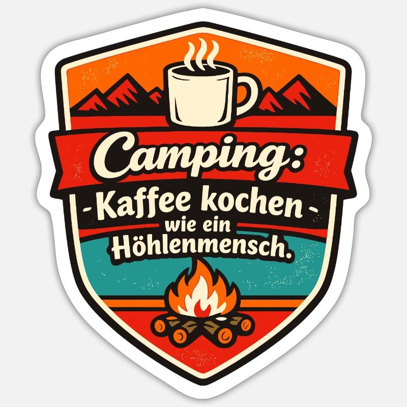  Camper Camping - Sticker Größe S (10 x 10 cm) - Mattweiß