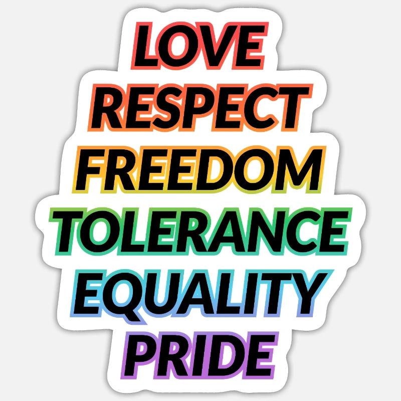 Pride Rainbow Values Tee - Sticker size S (10 x 10 cm) - white matte