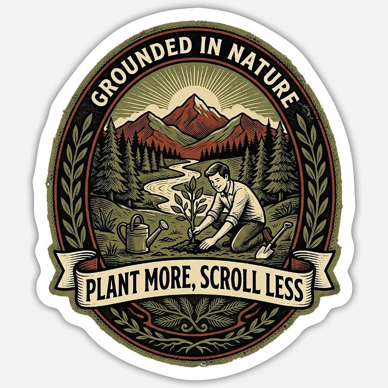 Planter plus de plantes - Sticker taille S (10 x 10 cm) - blanc mat