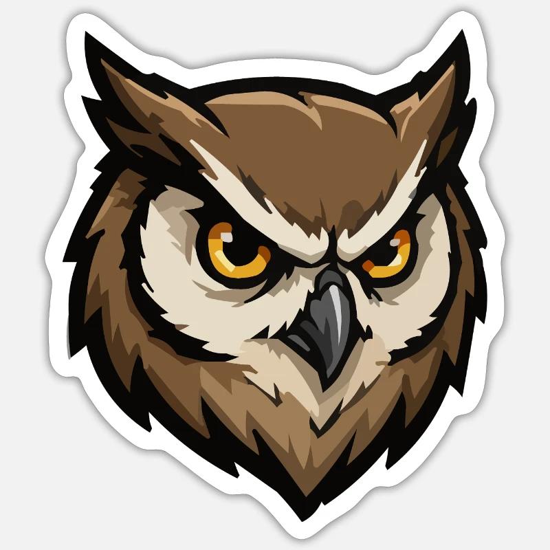 Wachender Eulenkopf Pixel-Stil - Sticker Größe S (10 x 10 cm) - Mattweiß