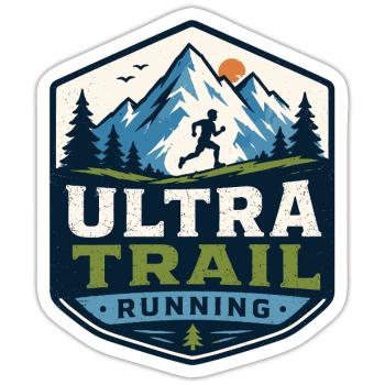 Ultra Trail Running - Sticker taille S (10 x 10 cm) - blanc mat - Devant