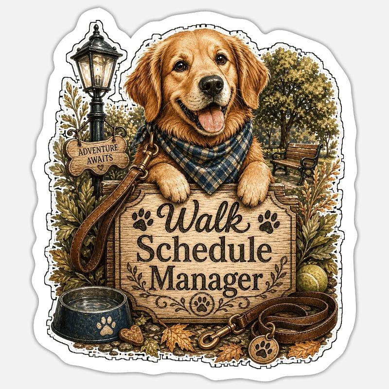 Walk Schedule Manager Hund - Sticker Größe S (10 x 10 cm) - Mattweiß