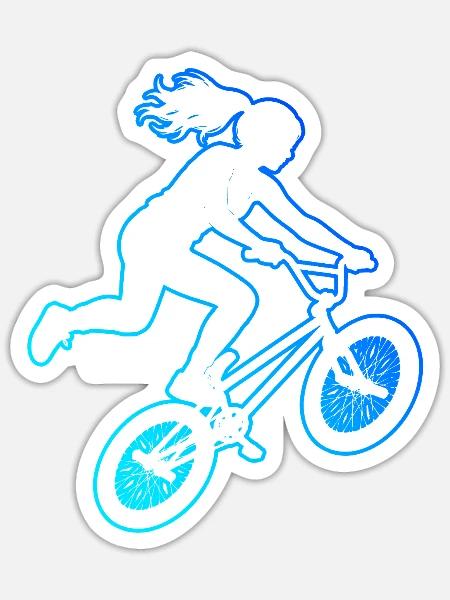BMX-Racing Geschenkidee für die Freestyle-Fahrerin - Sticker Größe S (10 x 10 cm) - Mattweiß