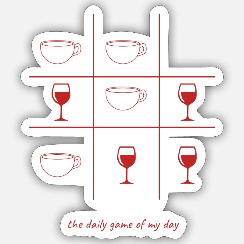 Kaffee oder Wein englisch - Sticker Größe S (10 x 10 cm) - Mattweiß