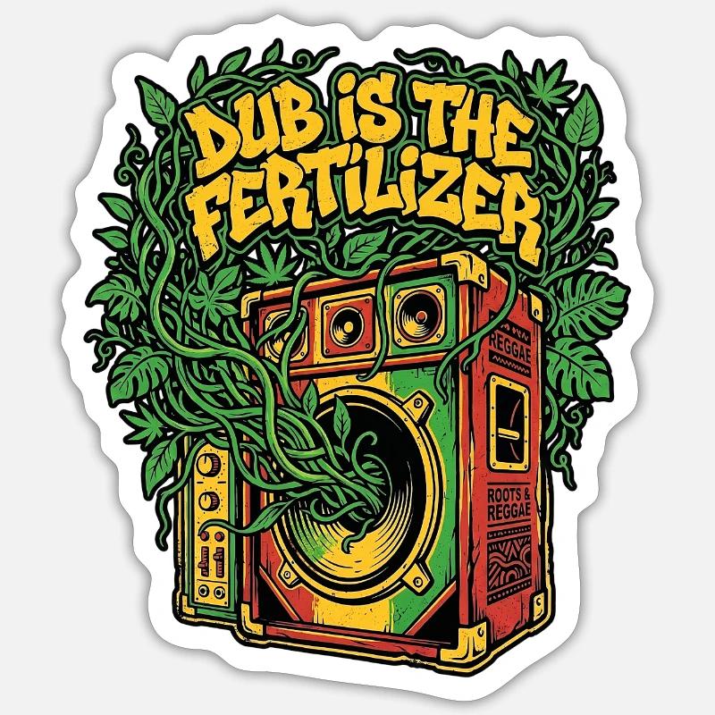 Sol Dub Reggae - Sticker taille S (10 x 10 cm) - blanc mat