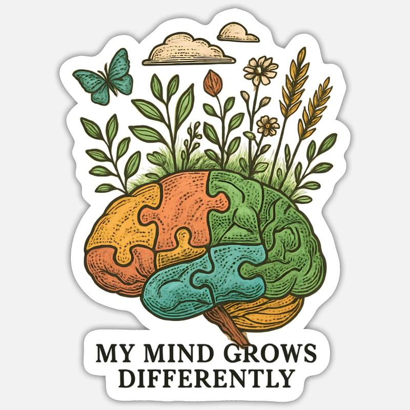 Le cerveau évolue différemment - Sticker taille S (10 x 10 cm) - blanc mat