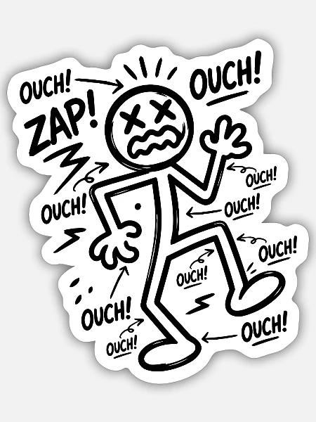 Elektroschock-Humor | Lustiges Elektriker-Geschenk - Sticker Größe S (10 x 10 cm) - Mattweiß