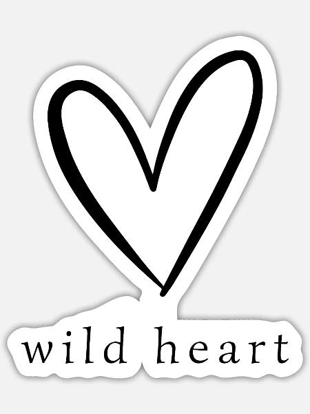 Wild Heart | Modern Herz Shirt - Sticker Größe S (10 x 10 cm) - Mattweiß