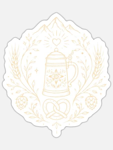 Bierkrug – Bierfest im Oktober Motiv - Sticker Größe S (10 x 10 cm) - Mattweiß