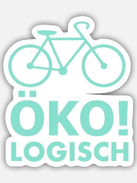 Öko!Logisch Design mit Fahrrad - Sticker Größe S (10 x 10 cm) - Mattweiß