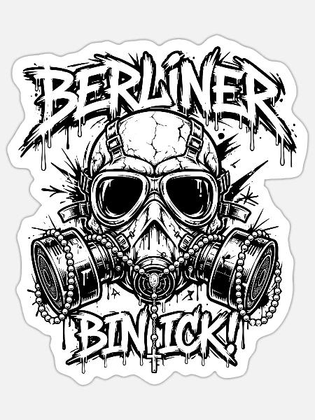 Berliner bin ick Graffiti - Sticker Größe S (10 x 10 cm) - Mattweiß