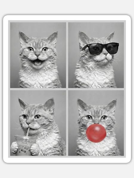 Katzen Selkirk Rex Katze - Sticker Größe S (10 x 10 cm) - Mattweiß