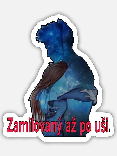 Zamilovaný až po uši - Sticker Größe S (10 x 10 cm) - Mattweiß