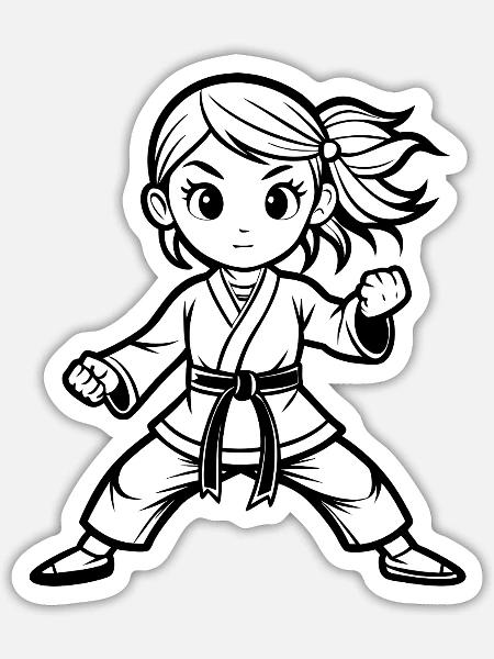 Karate Girl - Sticker Größe S (10 x 10 cm) - Mattweiß