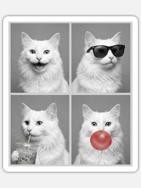 Katzen Türkisch Angora Katze - Sticker Größe S (10 x 10 cm) - Mattweiß
