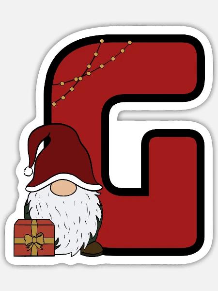 G-Weihnachtsgnom und Geschenk - Sticker Größe S (10 x 10 cm) - Mattweiß