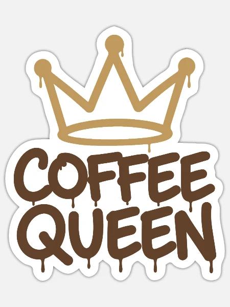 Coffee Queen Krone - Sticker Größe S (10 x 10 cm) - Mattweiß