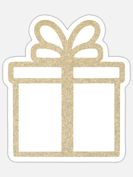 Gold Glitter Geschenkbox Design - Sticker Größe S (10 x 10 cm) - Mattweiß