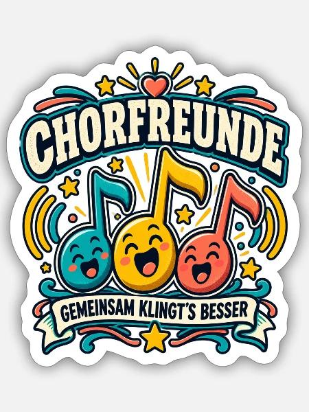Chorfreunde – Gemeinsam klingt's besser - Sticker Größe S (10 x 10 cm) - Mattweiß