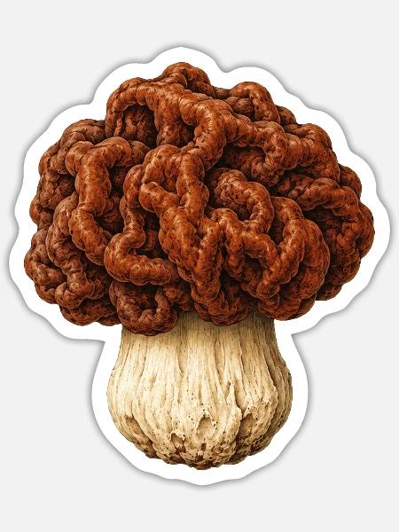 Gyromitra Gehirnpilz-Mütze - Sticker Größe S (10 x 10 cm) - Mattweiß