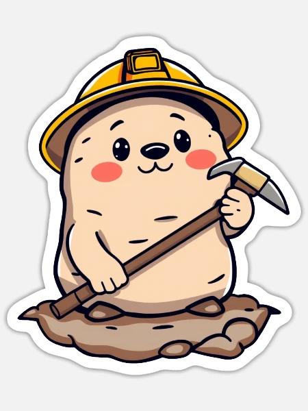 Kleiner Bergmann - Sticker Größe S (10 x 10 cm) - Mattweiß