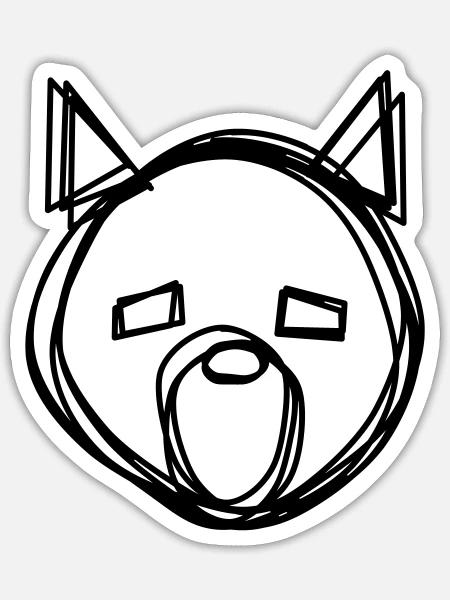 Wolf handgezeichnet - Sticker Größe S (10 x 10 cm) - Mattweiß