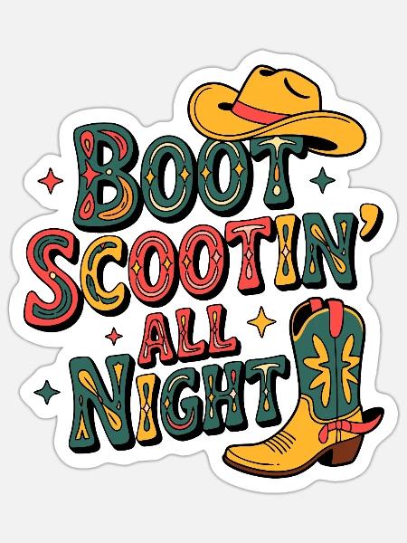 Western Line Dance - Sticker Größe S (10 x 10 cm) - Mattweiß