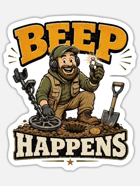 Sondengänger Sondler sondeln METAL-DETECTOR - Sticker Größe S (10 x 10 cm) - Mattweiß