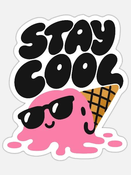 Stay Cool – Eiscreme mit Sonnenbrille - Sticker Größe S (10 x 10 cm) - Mattweiß