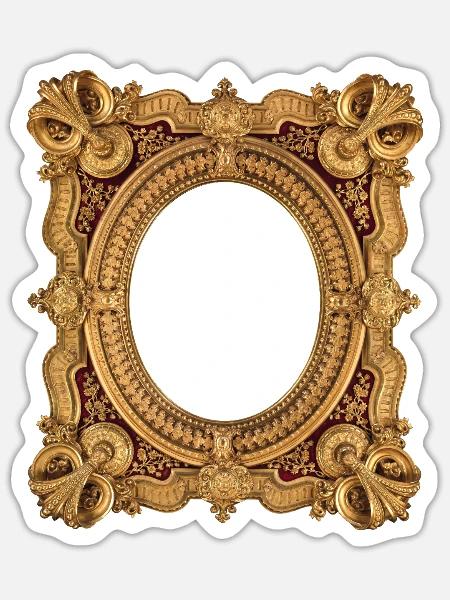 Goldener Bilderrahmen - Sticker Größe S (10 x 10 cm) - Mattweiß
