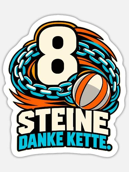 8 Steine - Danke Kette - Sticker Größe S (10 x 10 cm) - Mattweiß