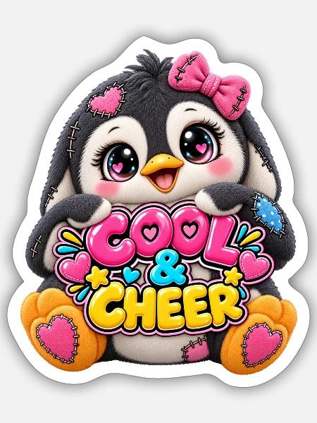 Patchwork-Pinguin mit Herztext - Sticker Größe S (10 x 10 cm) - Mattweiß