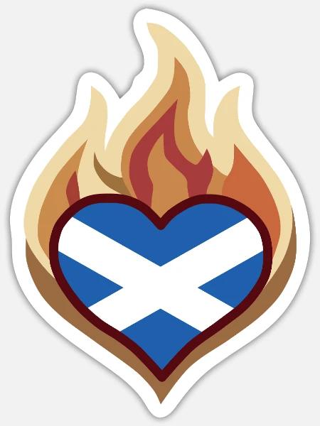 Scotland Flag Heart on Fire - Sticker Größe S (10 x 10 cm) - Mattweiß