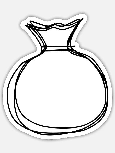 Sack handgezeichnet - Sticker Größe S (10 x 10 cm) - Mattweiß