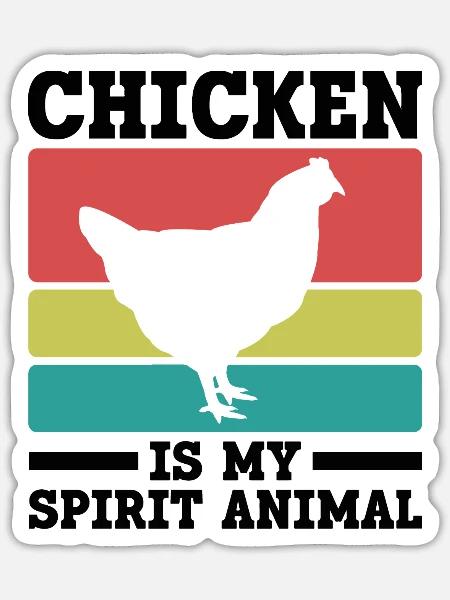 Huhn Seelentier Retro - Sticker Größe S (10 x 10 cm) - Mattweiß