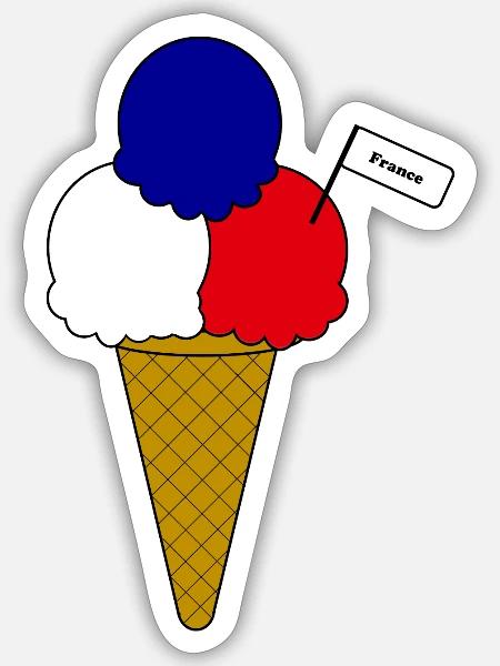 Französich France Flag Eiscreme - Sticker Größe S (10 x 10 cm) - Mattweiß