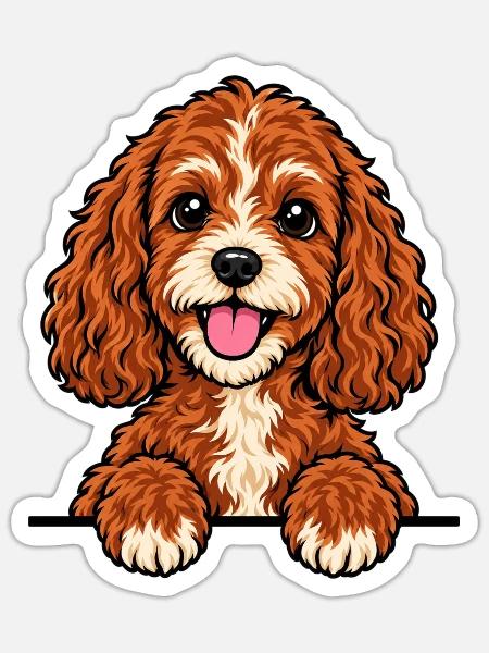 Cavapoo - Sticker Größe S (10 x 10 cm) - Mattweiß