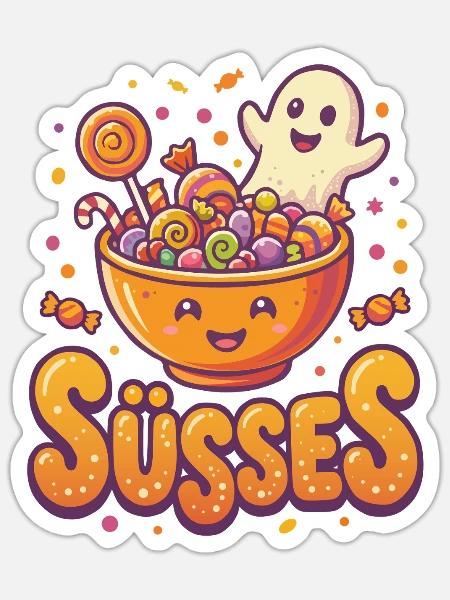 Süsses Halloween - Sticker Größe S (10 x 10 cm) - Mattweiß