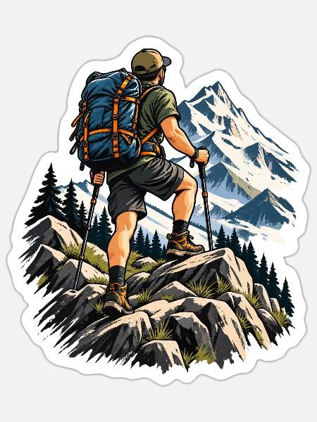 Bergwandern und Trekking für Wanderer - Sticker Größe S (10 x 10 cm) - Mattweiß