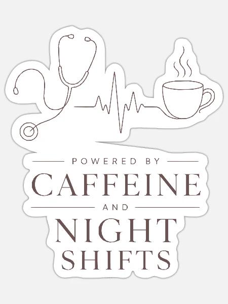 Kaffee-Nacht-Schicht Design - Sticker Größe S (10 x 10 cm) - Mattweiß