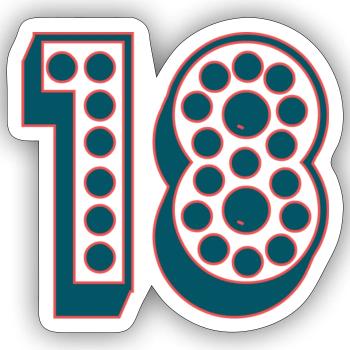 18. 18 YEARS OLD. 18th ANNIVERSARY. BIRTHDAY 18 YEARS. - Sticker size S (10 x 10 cm) - white matte - Front